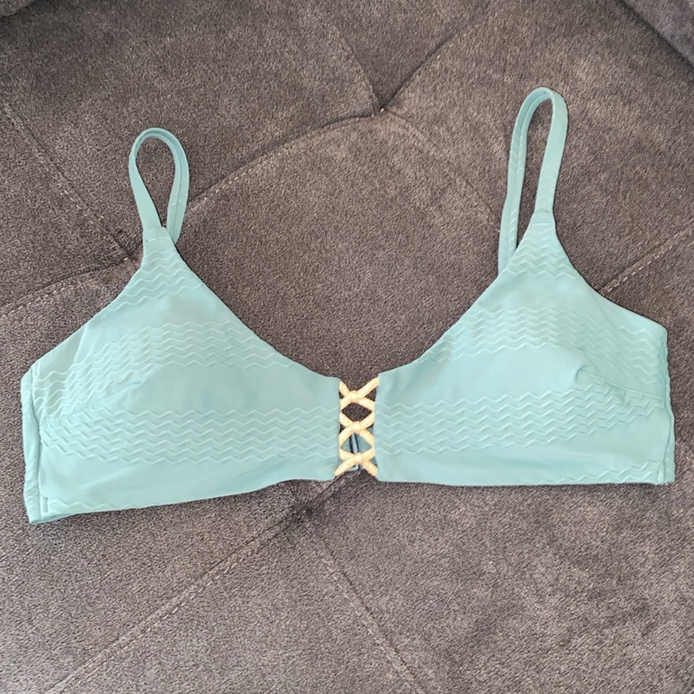 Aerie Teal Scoop Bikini Top Size Large